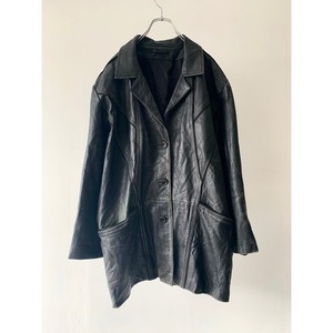 Leather switching middle jacket