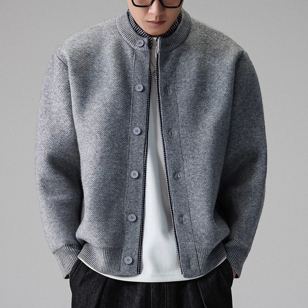 Button Front Hip-Length Knit Cardigan ◇2color H0902