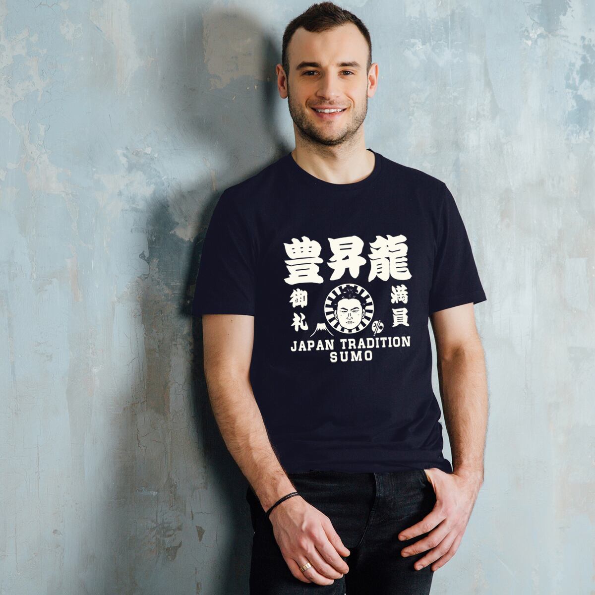 豊昇龍】 半袖Tシャツ 大相撲 力士イラスト 黒/白/ネイビー 日本相撲