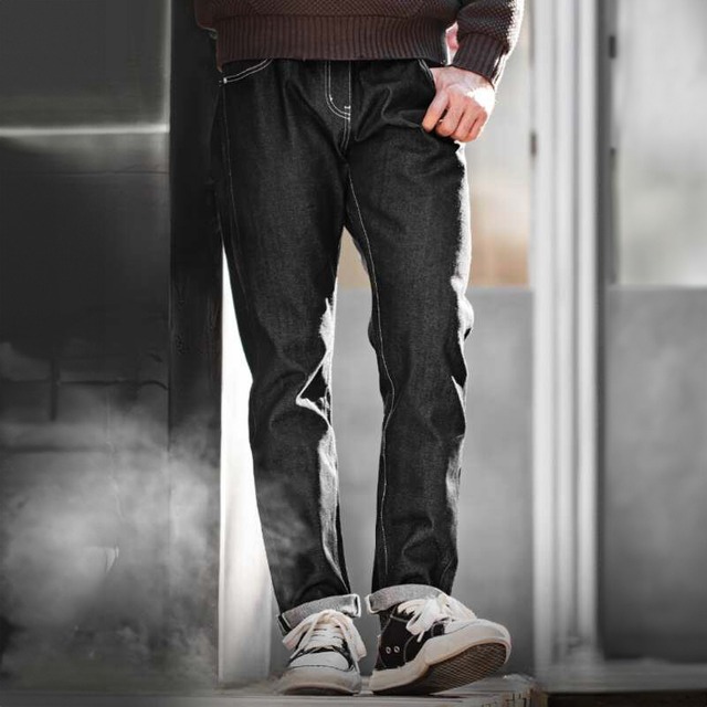 Vintage straight silver stitch denim pants 00070