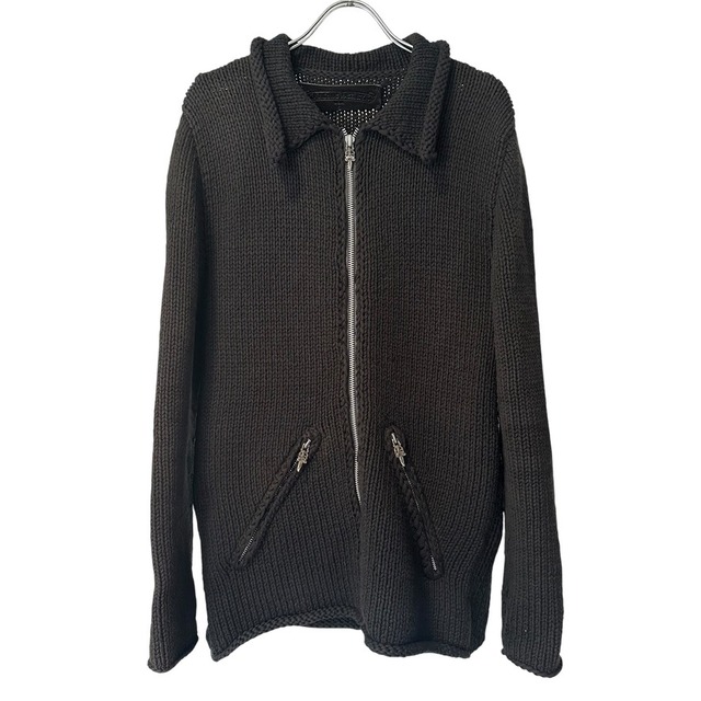Extremely Rare ◇ Chrome Hearts Cross Patch Cashmere Dagger Zip-Up Jacket, Vintage Black, Size S, Unisex