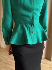 LOUIS BLANC green peplum shirt-5033-10