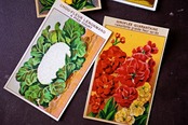 20s フランス 4set 膨満な花々と野菜たち 種子袋用ラベルh アンティーク