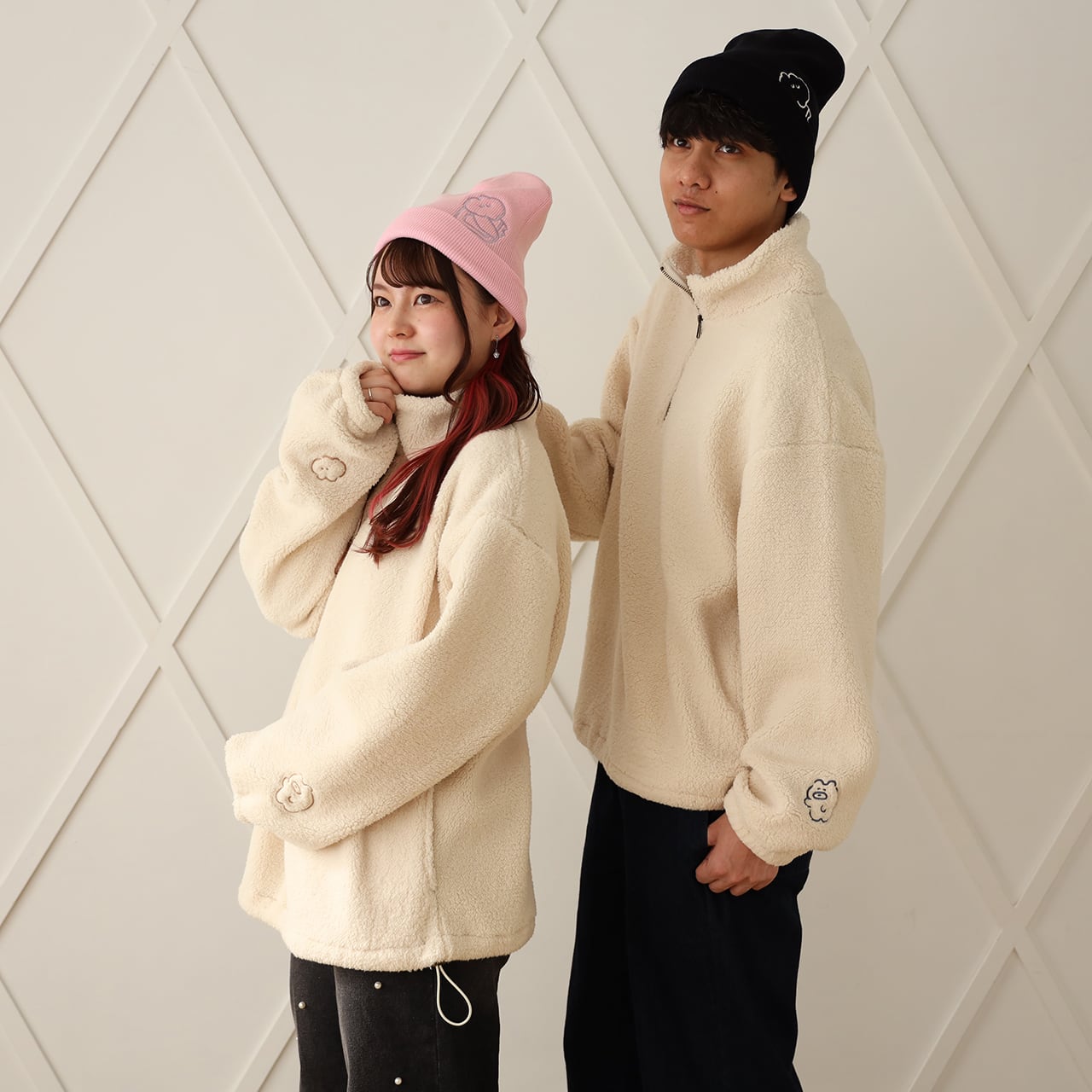 ウサクマのモコモコハーフジップ /ネイビー（MK-406） | もくもく