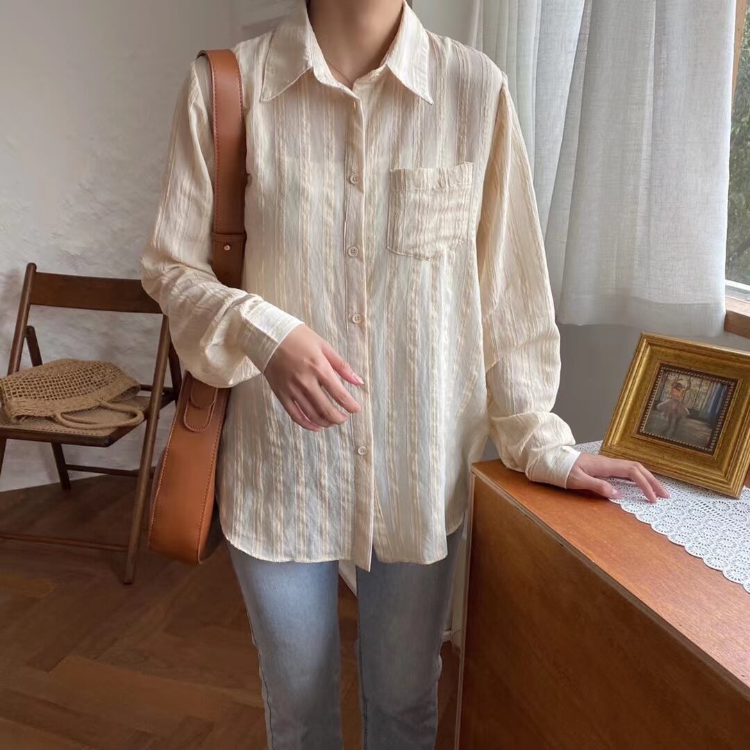 シアーストライプシャツ　 AJ−2205-1130