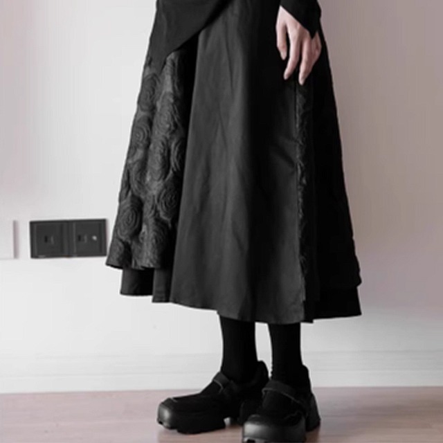 floral pattern switching flare skirt　10477