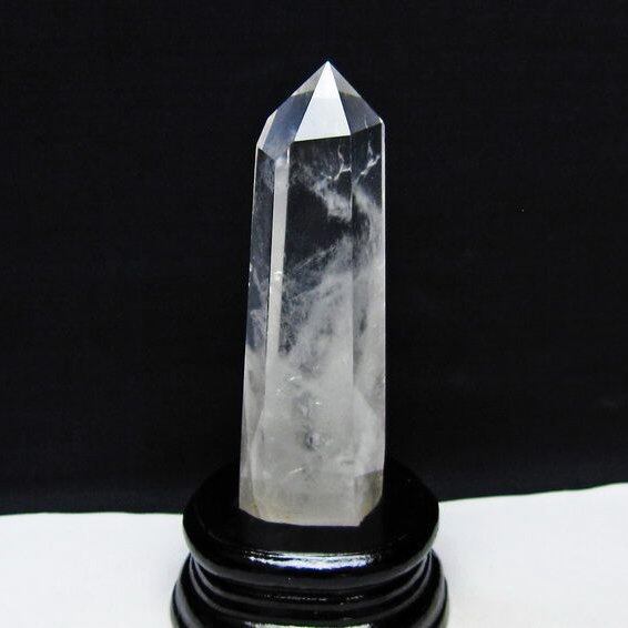 水晶 六角柱 水晶 ポイント 台座付属 置物 原石 一点物 152-4573