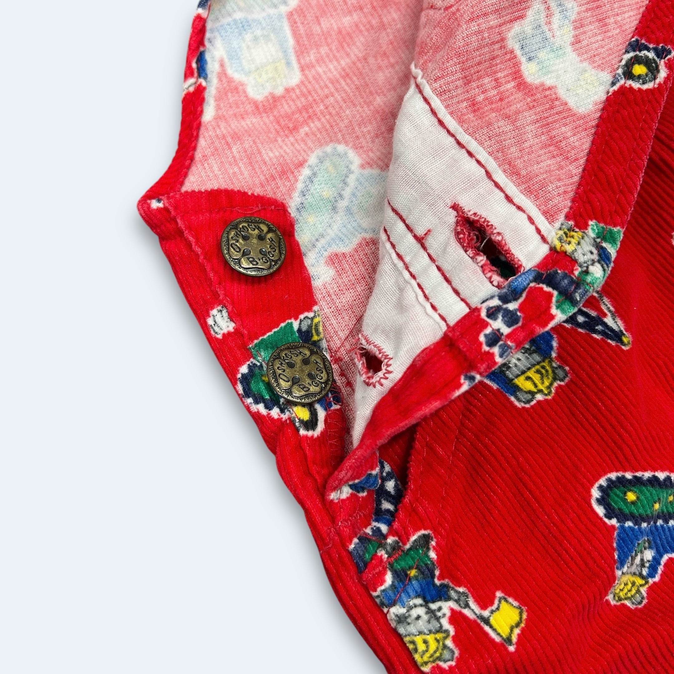 6-9M】USA製 OSHKOSH patterned corduroy overall オシュコシュ ねずみ