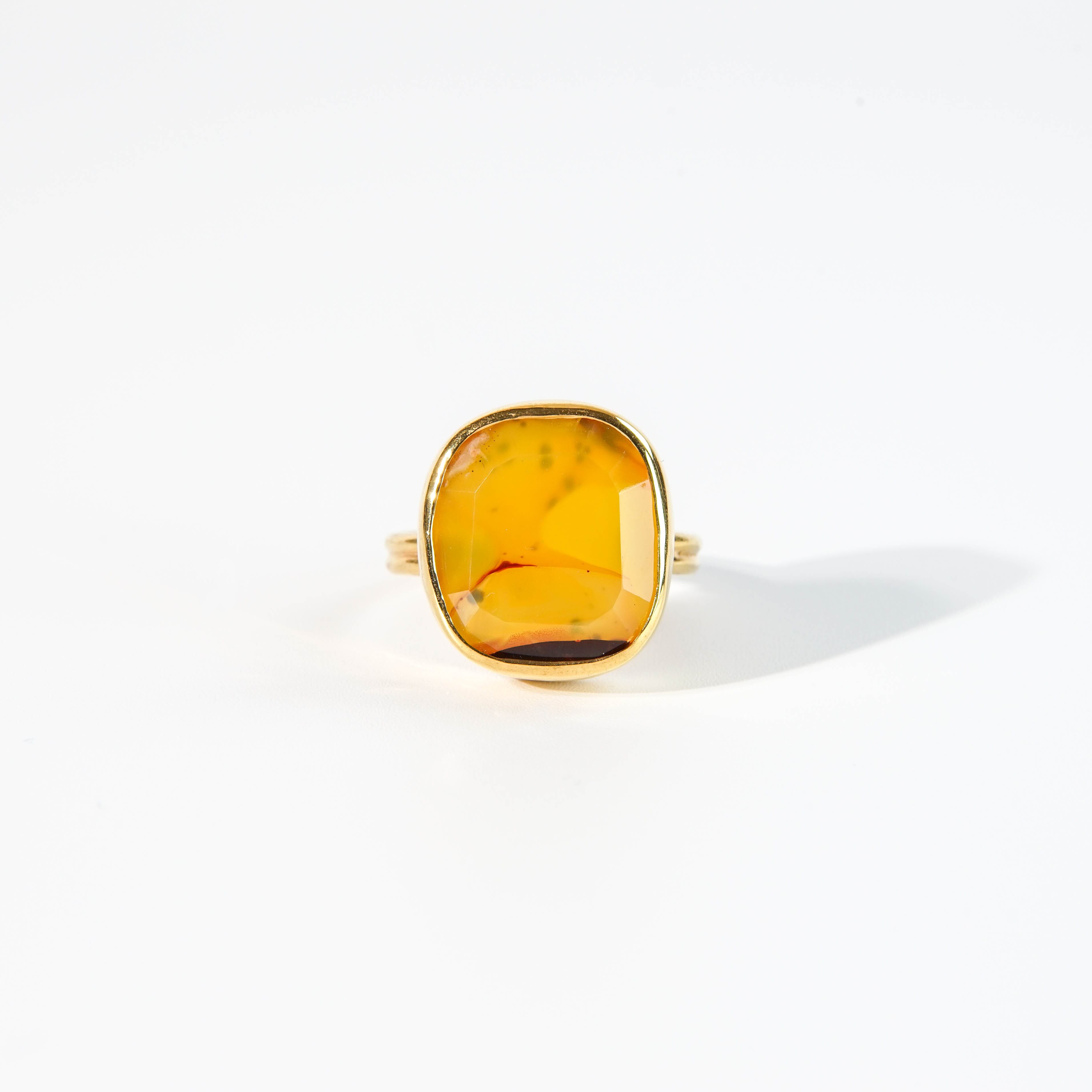 天然石アゲート·リング free size】イエローアゲート リング（No.38) | YUEN jewelry