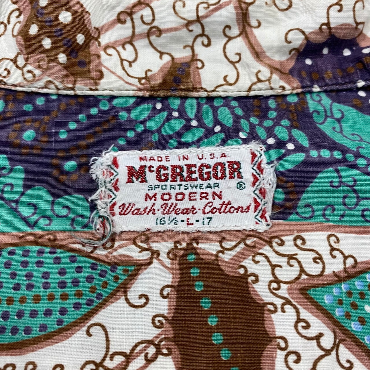 60年代 McGREGOR マックレガー 総柄 開襟 コットン 半袖シャツ 