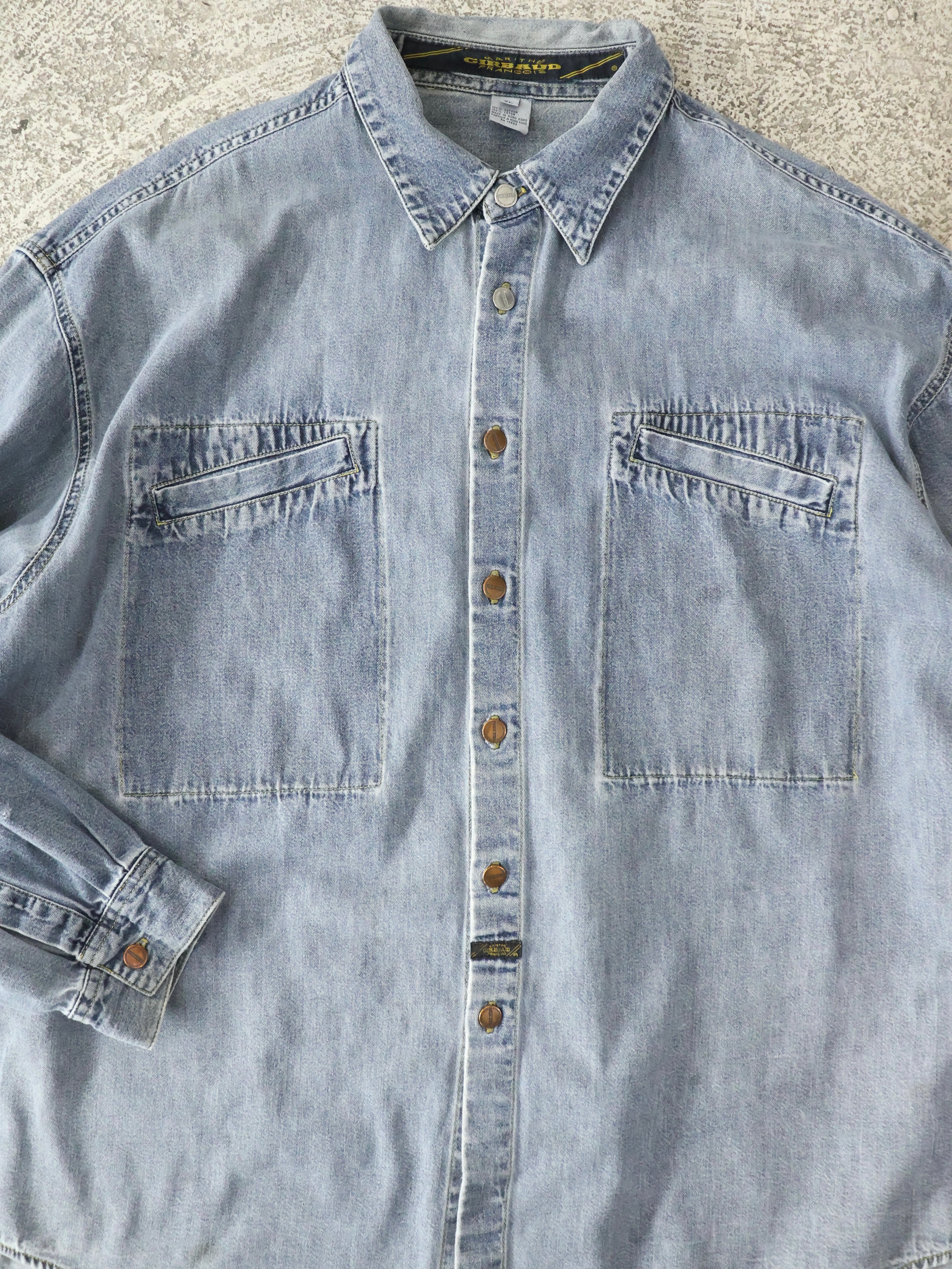 90s PERRY ELLIS オンブレチェック レーヨンシャツ 表記XL 黒ベース