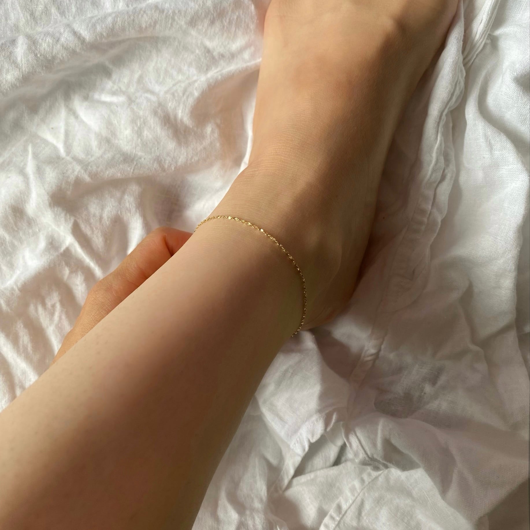 ⋆*❁春華*❁*⋆　k10アンクレット　ペタルチェーン　1.4㎜幅 ⋆*❁春華*❁*⋆ k10アンクレット ペタルチェーン 1.4㎜幅 anq.】