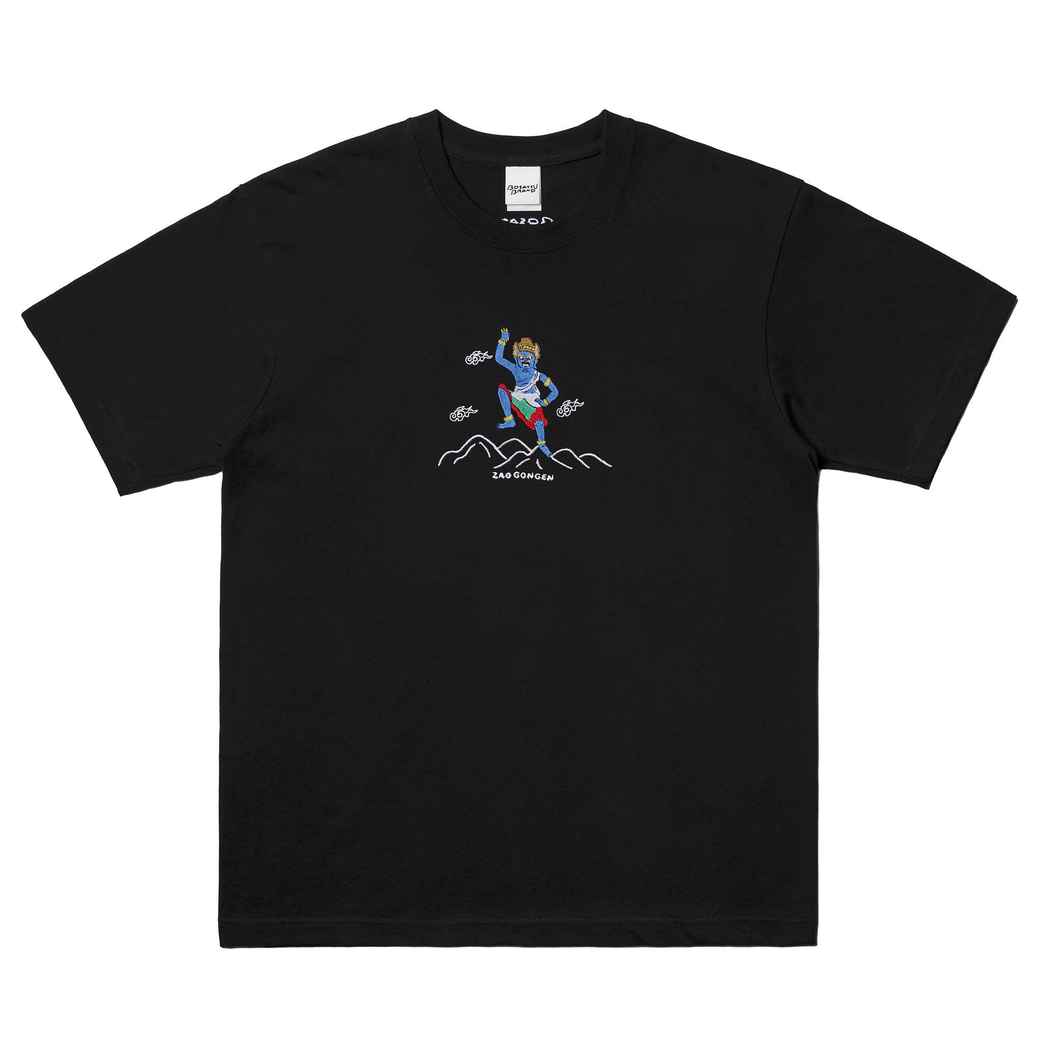 蔵王権現Tシャツ (刺繍) 6.2oz ブラック / セージグリーン | BOSATSU