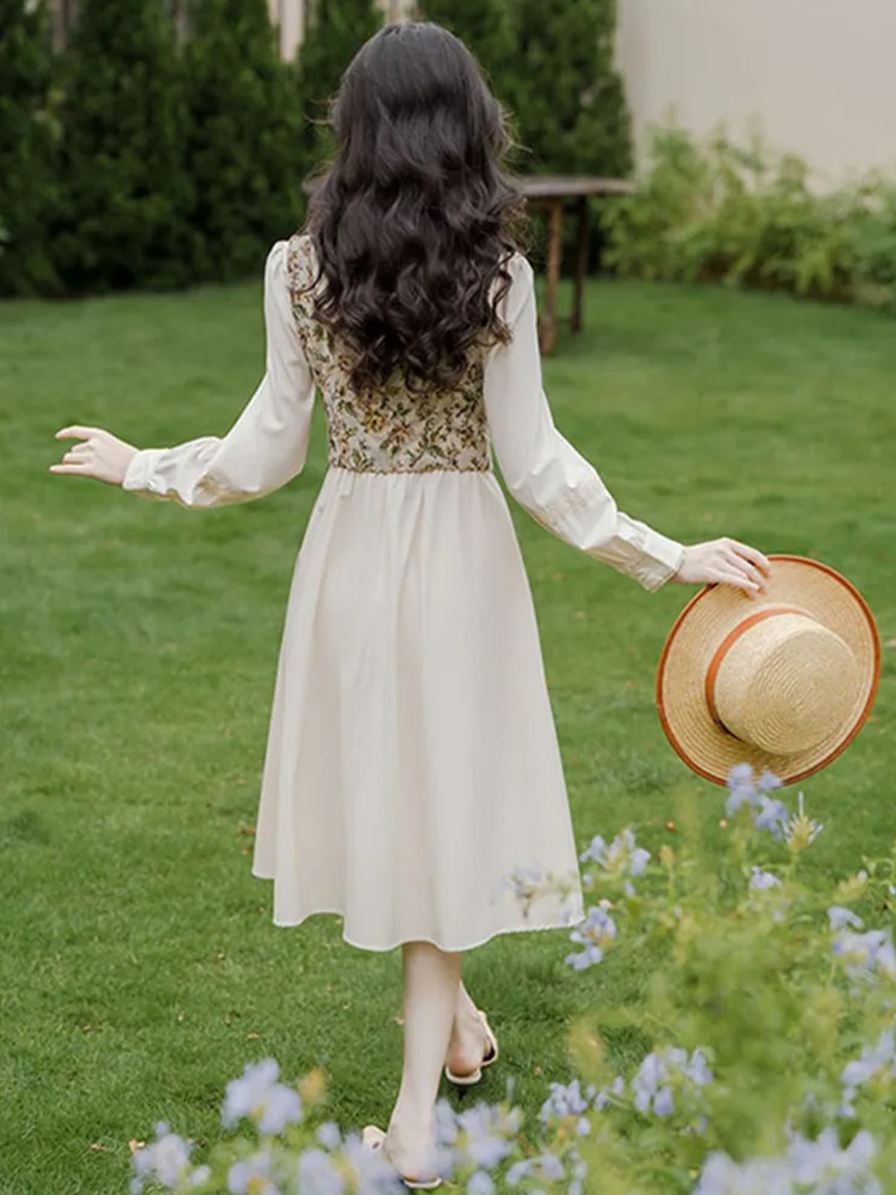 【0180】2sets Flower Vest Long Sleeve Dress