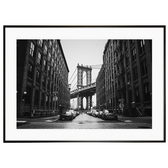 アメリカ写真 ニューヨーク ブルックリン橋 インテリア モノクロアートポスター額装 AS1926