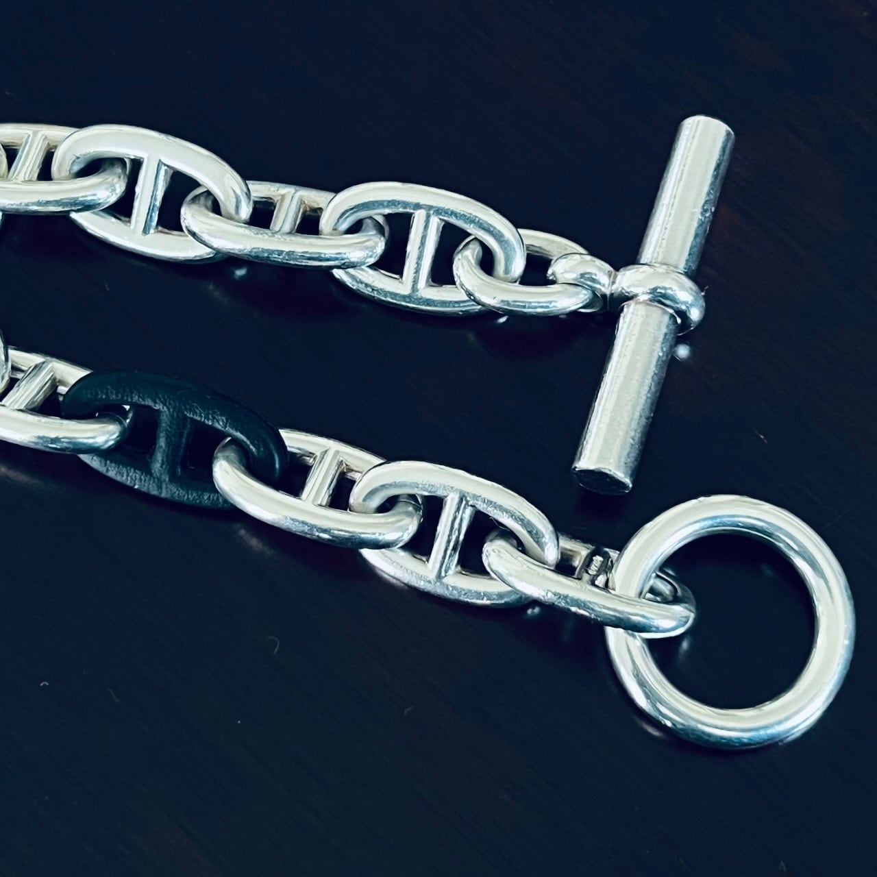 HERMES Chaine d'Ancre Bracelet TGM 11 Links Sterling Silver