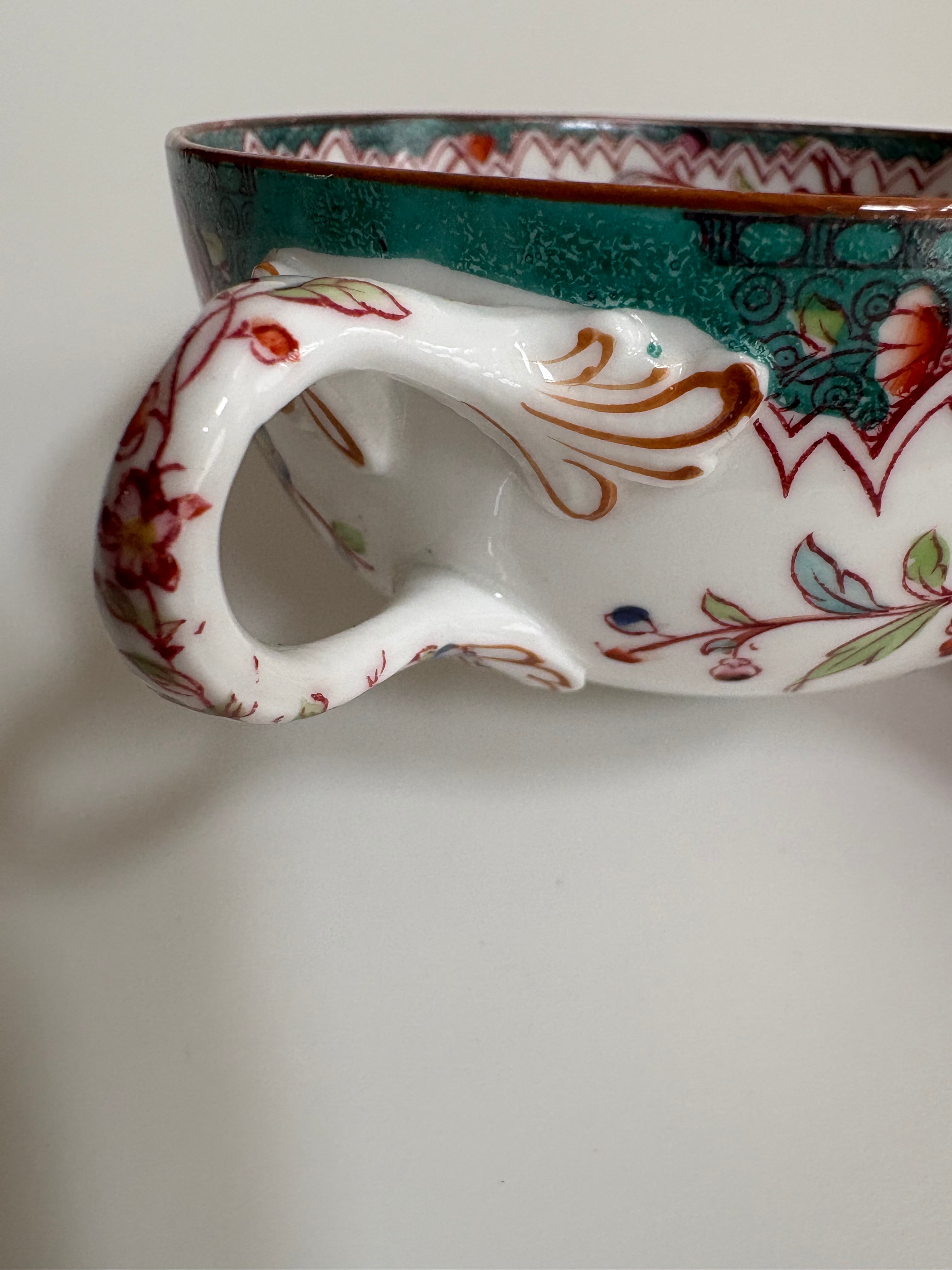 サルグミンヌ MINTON No.218 ティーカップ＆ソーサー（深い翡翠色の花