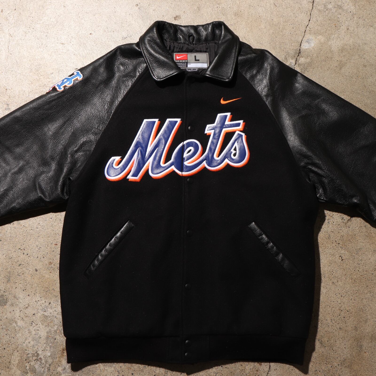 極美品 L NIKE Mets 90s 牛革レザースタジャン ジャケット 極美品 L NIKE Mets 90s 牛革レザースタジャン ジャケット