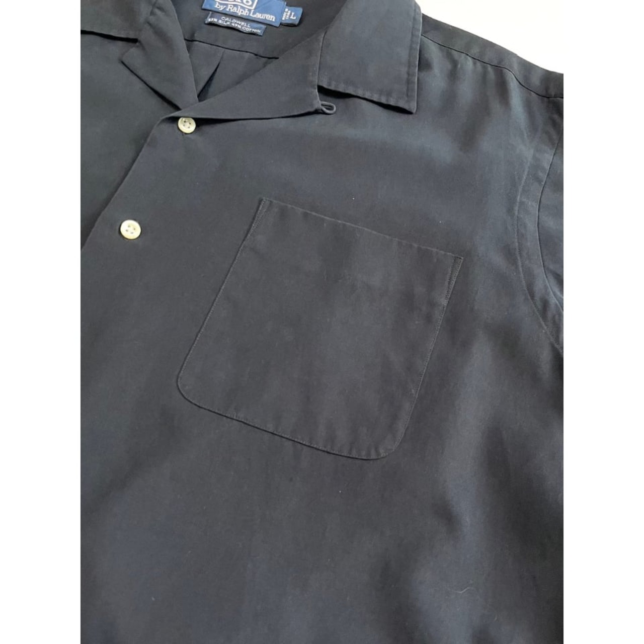 90s Ralph Lauren "CALDWELL" S/S OPEN COLLAR SHIRT Size L