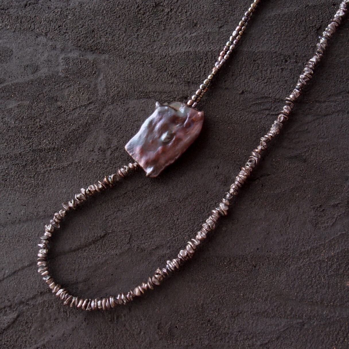 Black Pearl Asymmetry Necklace /ブラックパール アシンメトリーネックレス