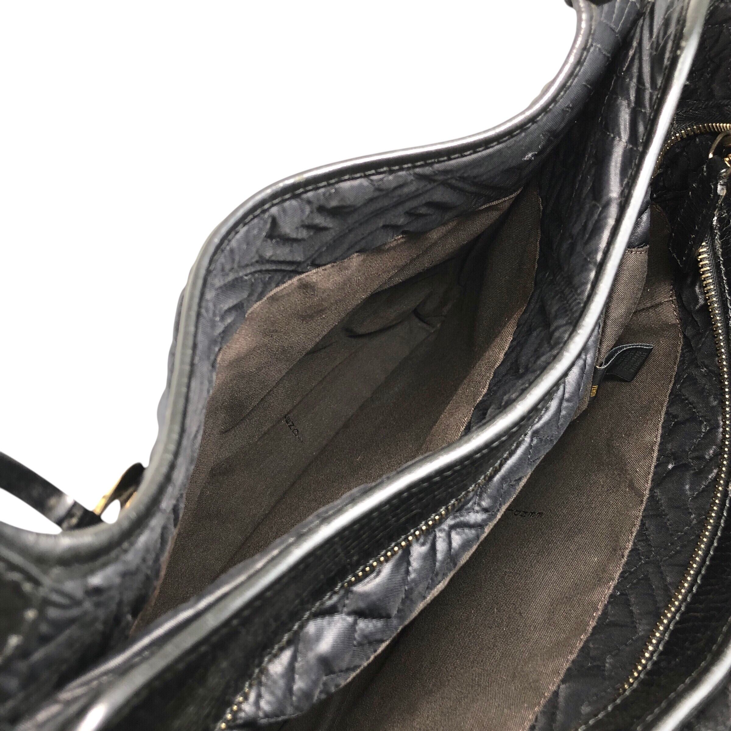 FENDI フェンディ トートバッグ ブラック ロゴ キルティング ナイロン