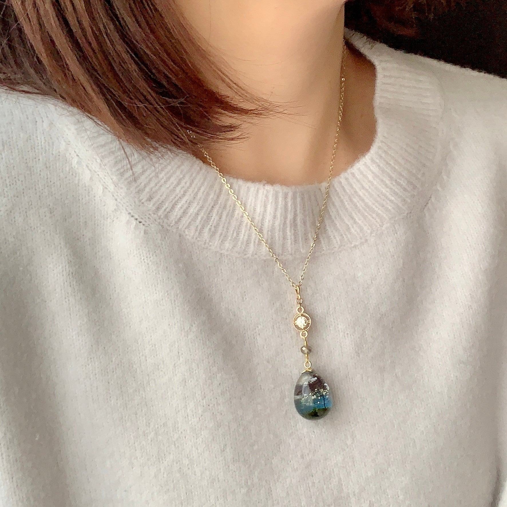 S925銀 和田玉 瓢箪型 ペンダント