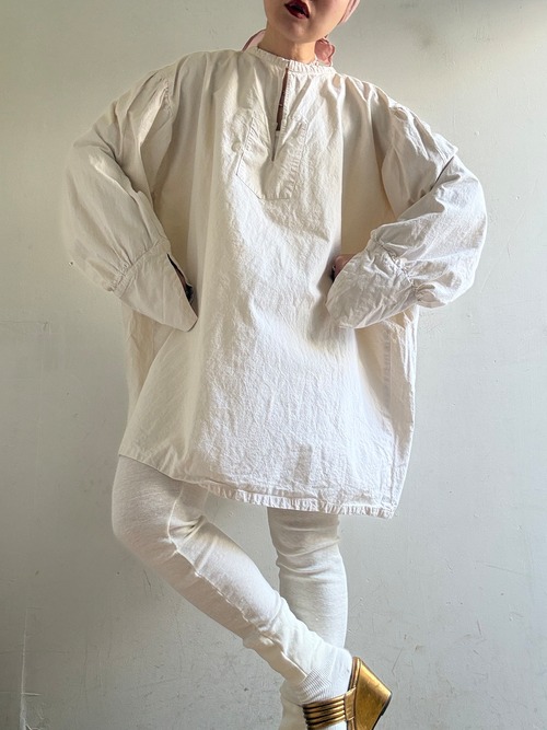70s Vintage Cotton Volume Sleeves Smock