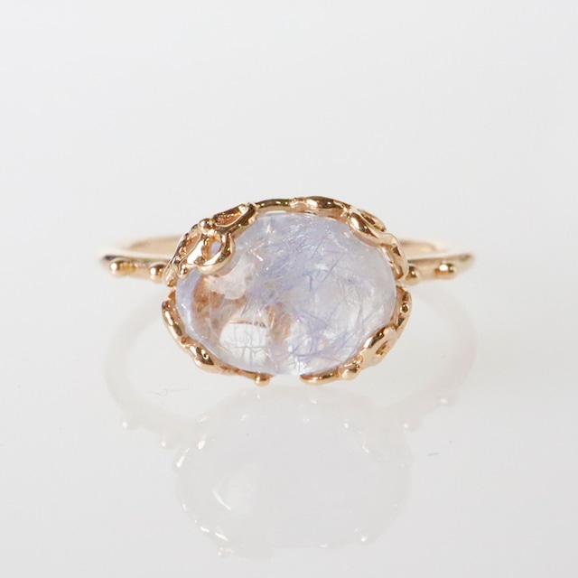 デュモルチェライトインクォーツ K10リング～Lacy Petal～