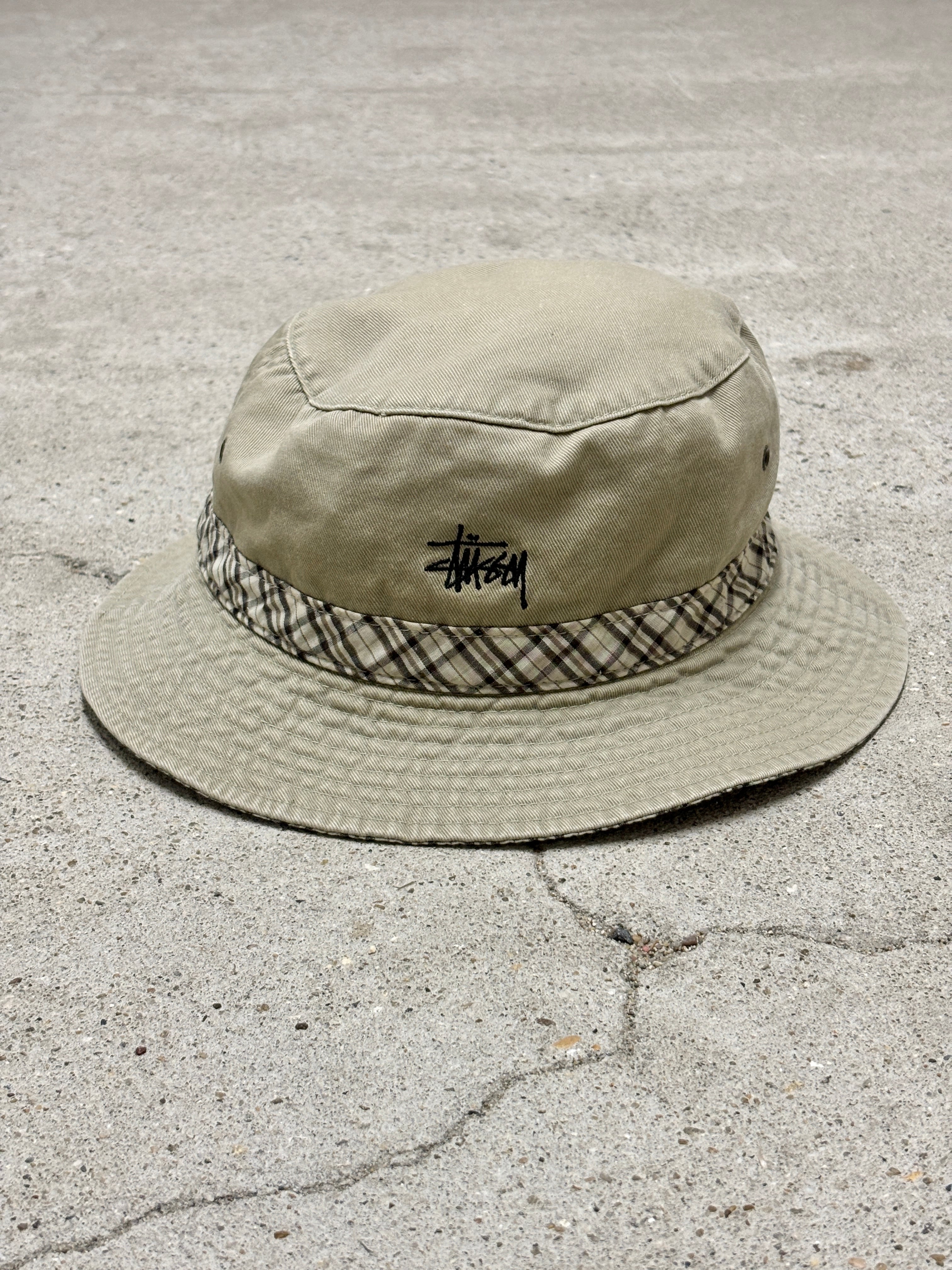 90～00s OLD STUSSY/Stock Logo Bucket Hat/台湾製/紺タグ/L-XL