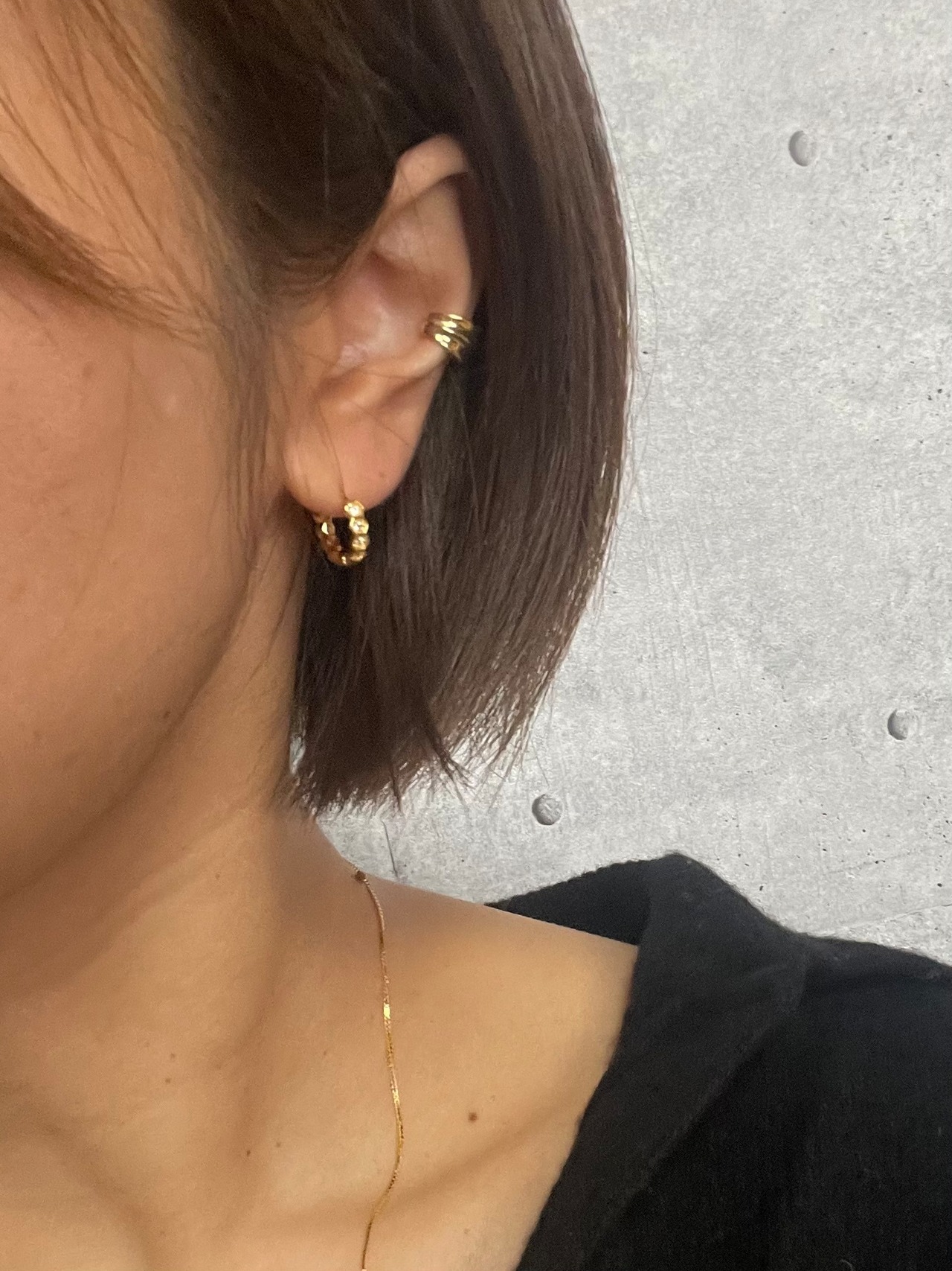 ヘキサゴンキラキラフープピアス