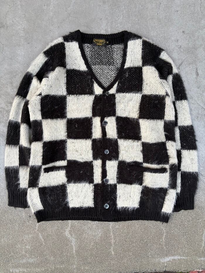 モヘアタッチ ニットカーディガン チェッカー柄 チェック柄 白黒 ユニバード72 楽天市場】UNIVERD72 ユニバード72 UNIVERD72 MOHAIR TOUCH CARDIGAN