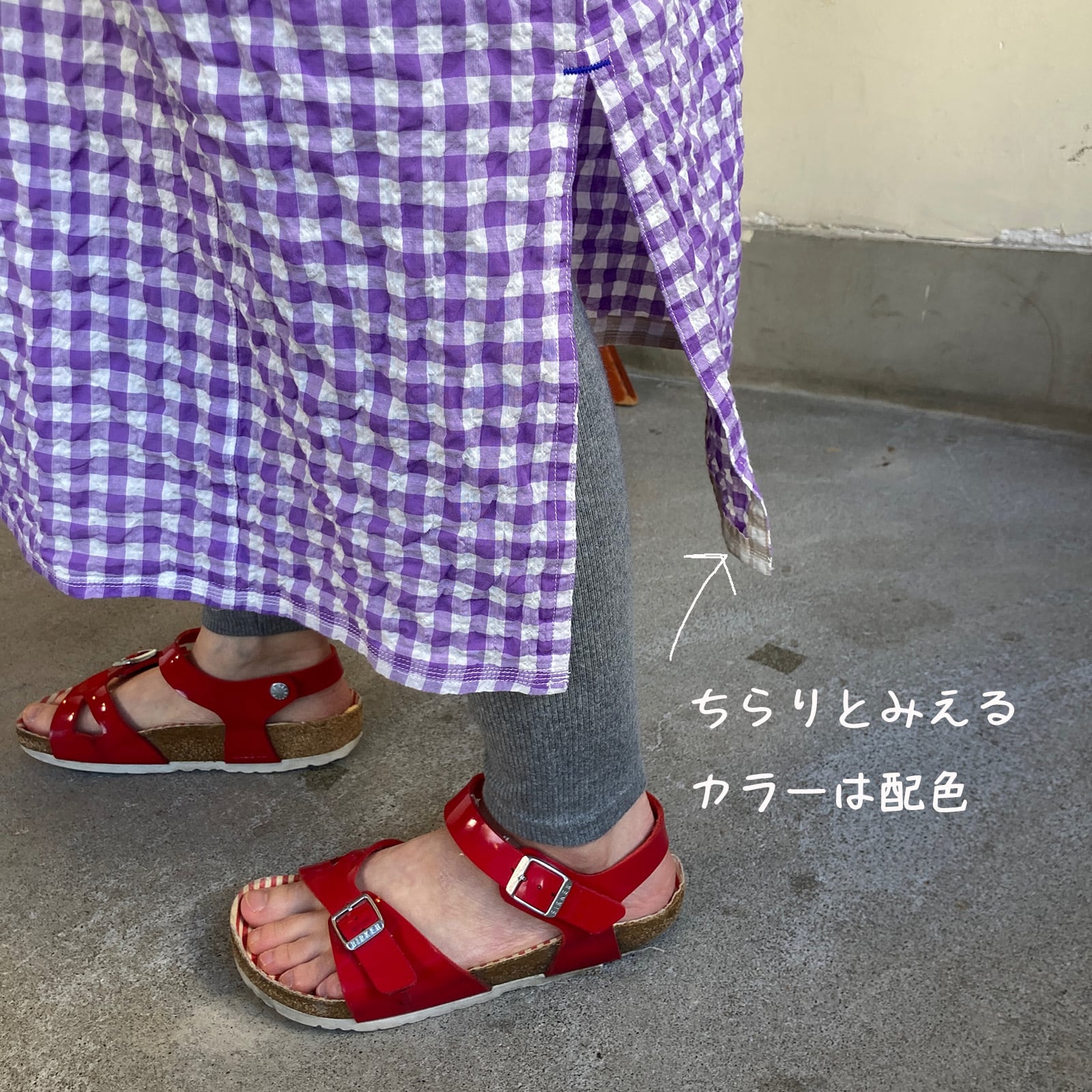 Wide脇切り替えワンピース ゆらぎギンガムチェック 62OP10 サイズ F