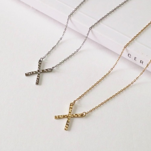 stainless X necklace N065