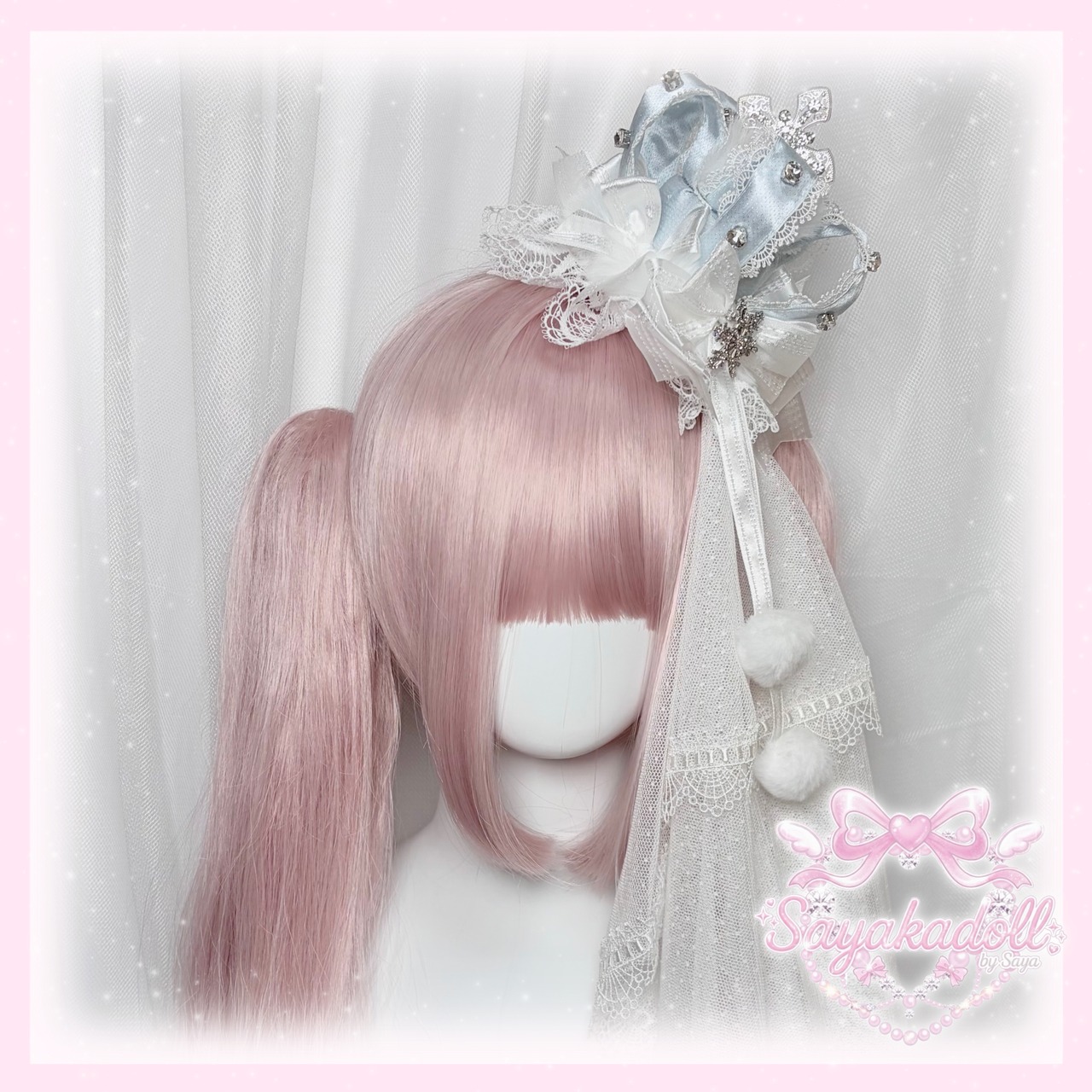 ♡【全5色】MAID スノープリンセス 雪の結晶ビジュークラウン&ぽんぽんリボンクラウンミニハット red ♡
