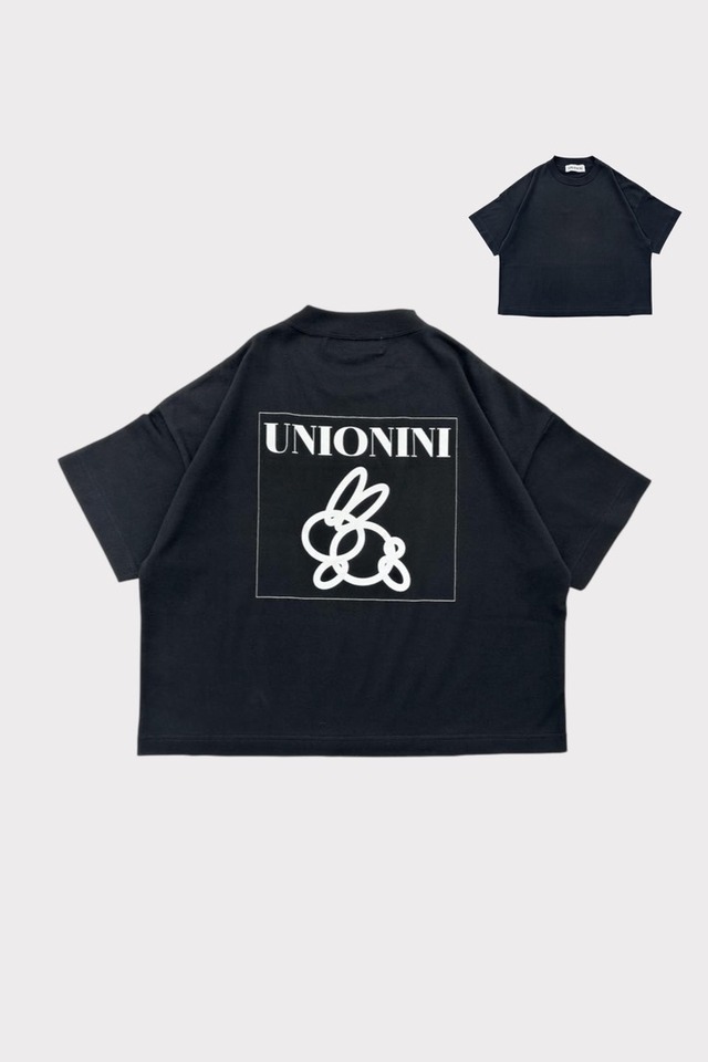 〈 UNIONINI 25SS 〉 rabbit tee "Tシャツ"/ ブラック / Adult / CS-049