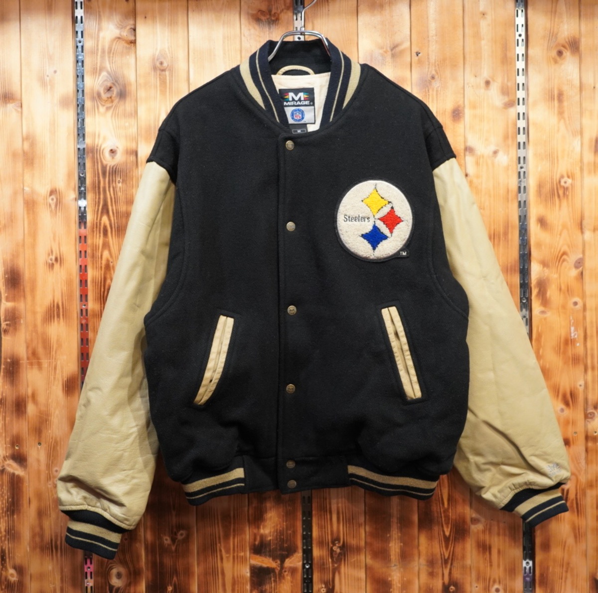 MIRAGE NFL pittsburgh steelers 袖レザー スタジャン M 