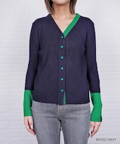 【直営店限定ITEM】バイカラーVネックニットカーディガン (NAVY) CQ-47122H