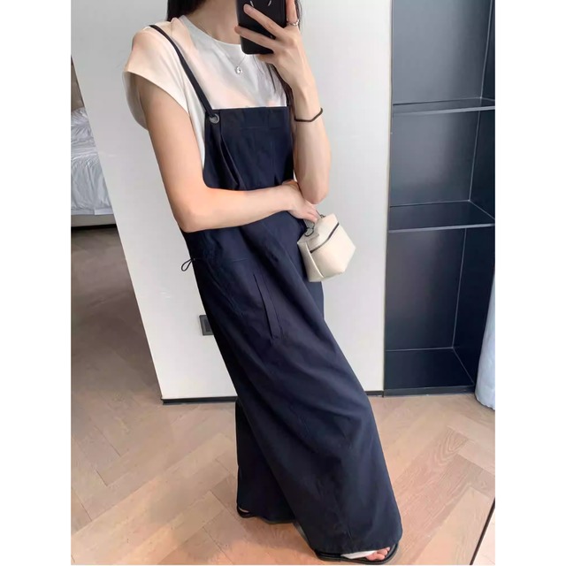 【ハイウエストワイドレッグサロペット】P01301