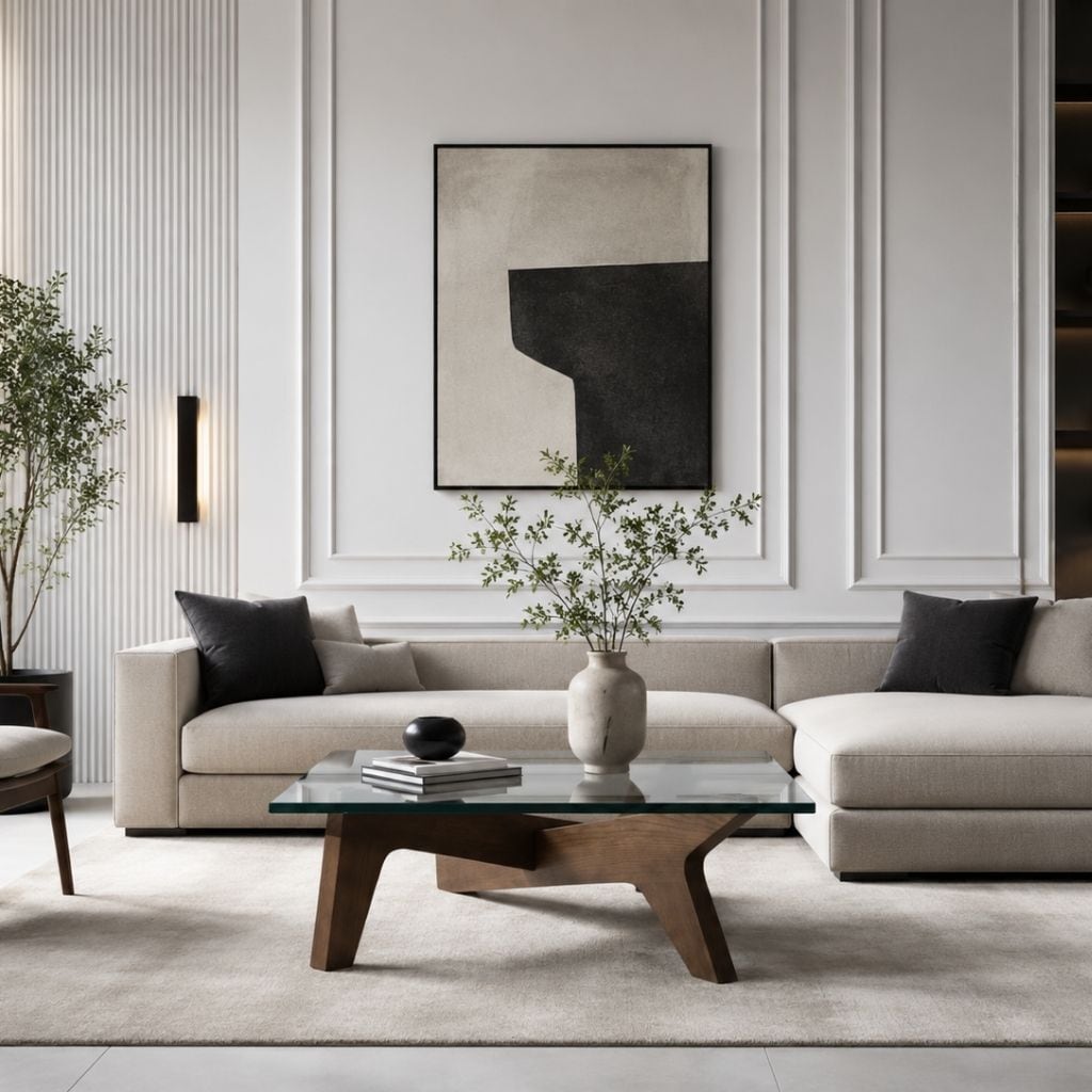 Cross Coffee Table Brown Glass-Top / クロスコーヒーテーブル