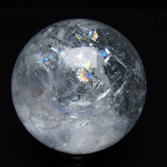 水晶 丸玉 虹入り 59mm スフィア 置物 水晶玉 一点物 151-8739