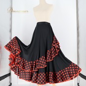 フラメンコ 衣装 ファルダ スカート 黒 赤 水玉 ドット フリル ICHIOKU イチオク ブラック系 レッド系 ダンス パーティ 発表会 フリル フレア スカート 大人サイズ プリント スカート おしゃれ ステージ衣装 踊り レディース フェス レディースファッション