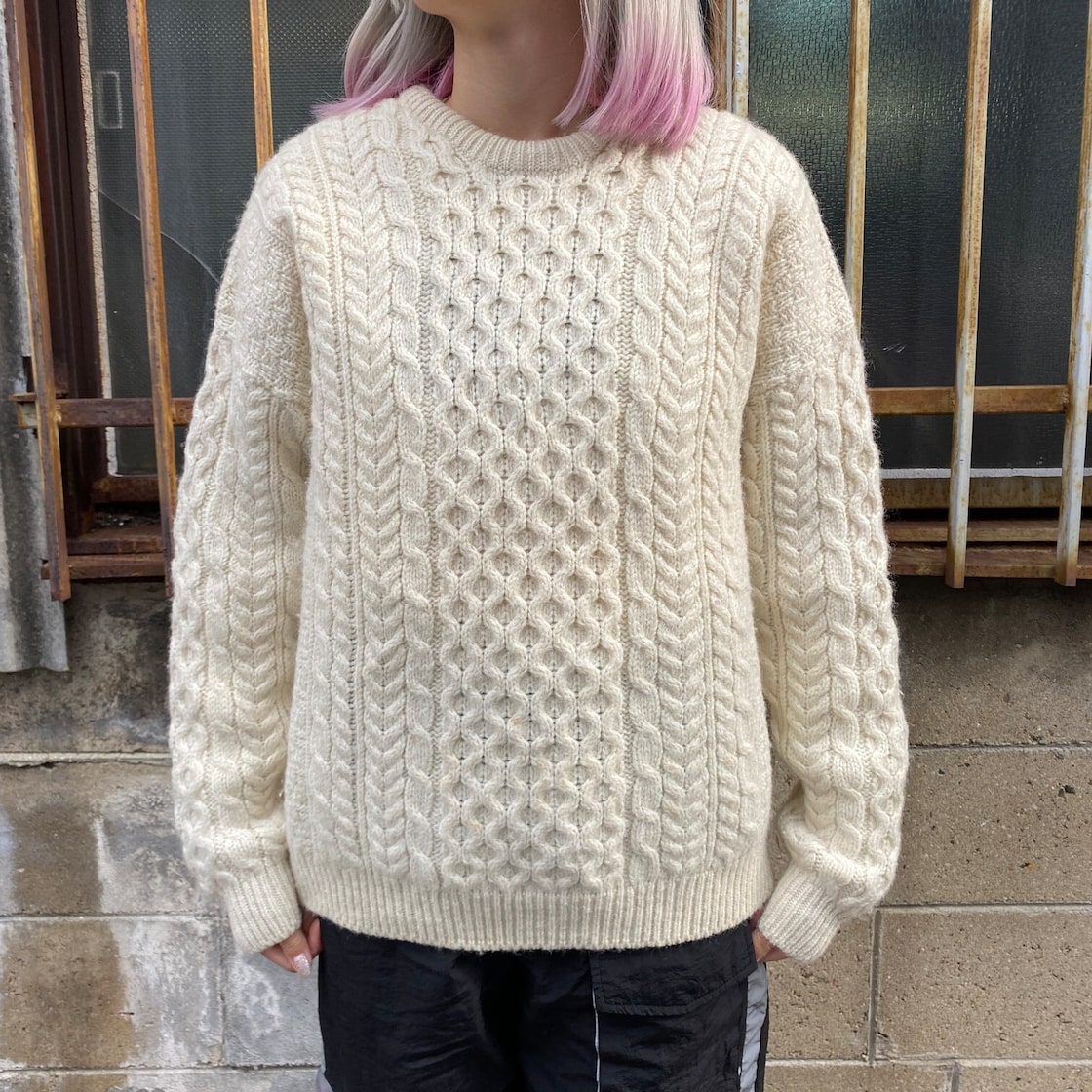 アイルランド製 incm フィッシャーマン ウールニットセーター メンズM 