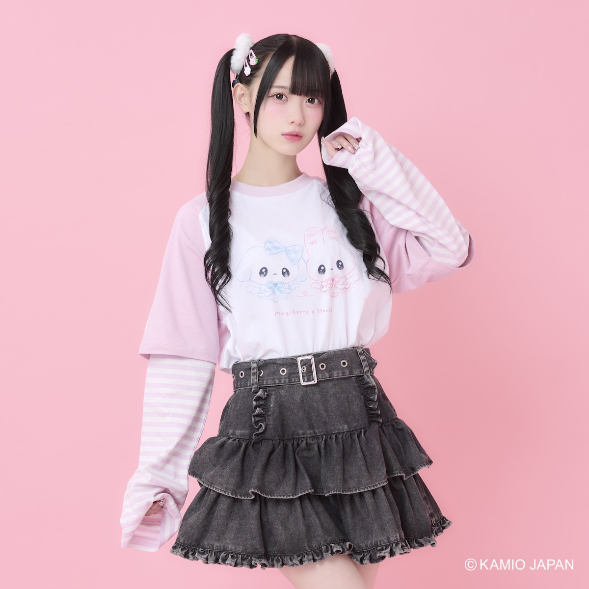 平成女児☆まじベリコラボロンTEE ピンク Tシャツ まじかるベリーベリー 84dd5373a94be118a20e588571158c