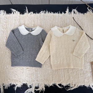 【予約商品】[73-110cm] cable knit tops 2col