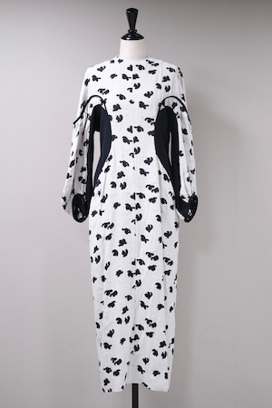【Mame Kurogouchi】Double Layered Floral Jacquard Dress - ECRU -