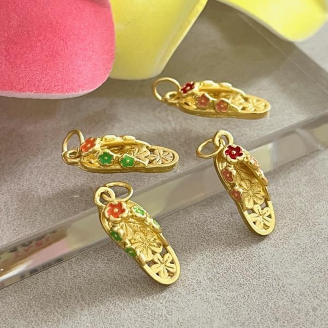 プルメリアぞうりチャーム/島ぞうり/ビーチサンダル/花/ハワイアン/