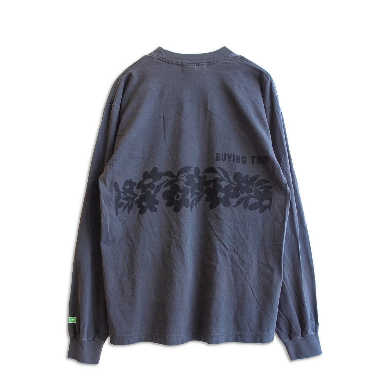 【BUYING TRIP】"Flower" Garment Dye Long Sleeve T-shirt (VINTAGE BLACK DYED)