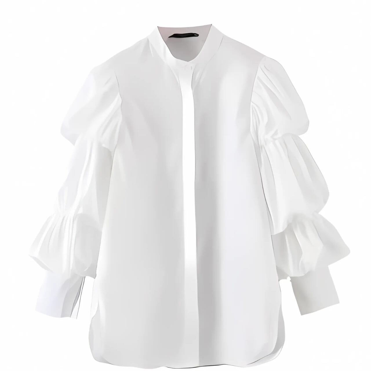 Stand Collar Puff Sleeve Shirt F0002