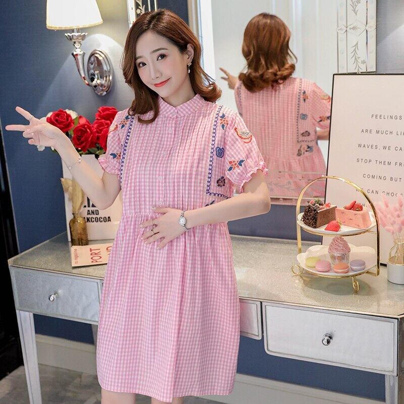 【新作】【送料無料】 マタニティドレスサマーウェア2020新しいバージョンの小さな新鮮な綿とリネンのマタニティドレスのトレンド コットン 夏物 AL expec353337700802