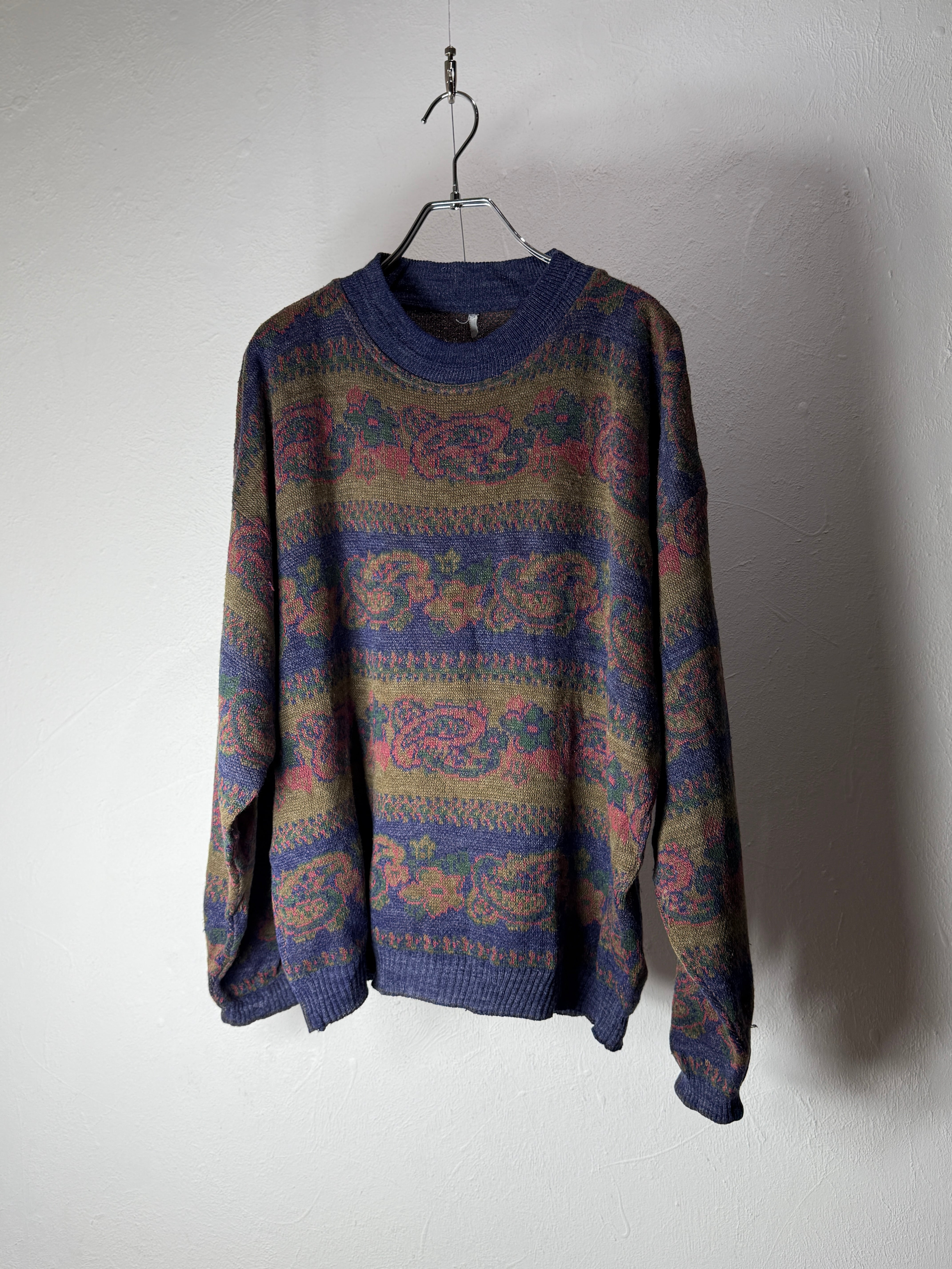 90s EUR mood floral paisley pattern knit